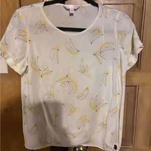 Lauren Conrad Banana Print Short Sleeve Women's Top